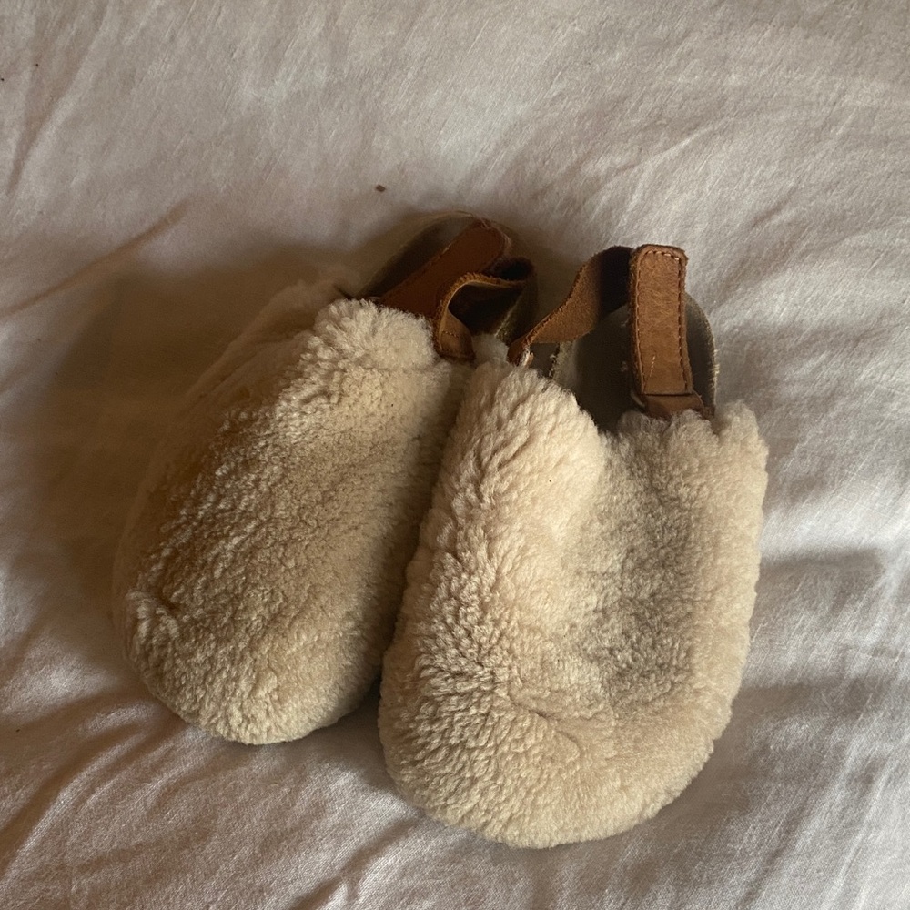 Zara leather, wool Sherpa clogs